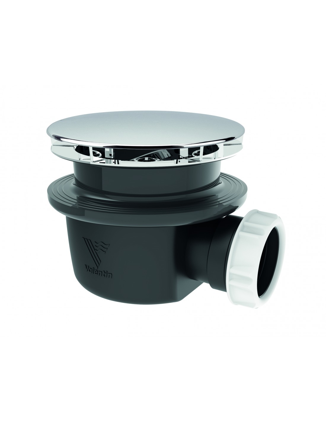 571700 000 00  Минимальный слив для душевого поддона Д. 90 мм, очень плоский, крышка из АБС-пластика Д. 116 мм, H. 60 мм, хром Valentin Хром 
