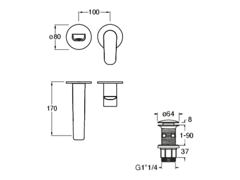 Однорычажный настенный смеситель для раковины CRISTINA Rubinetterie OK@Y CRIOK257 ARCH-00033985 - Вид №2