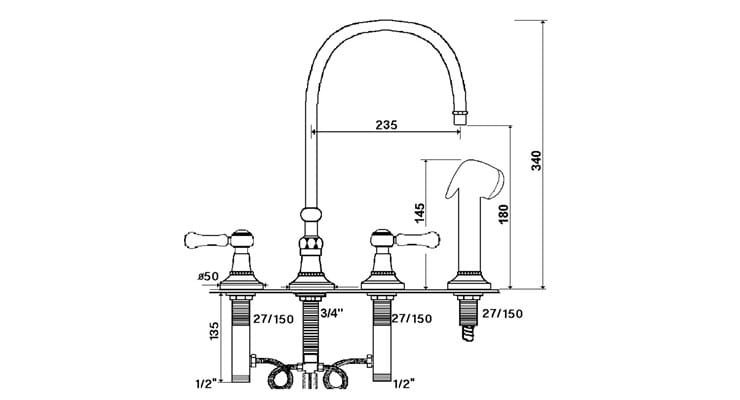 Кухонный смеситель со съемным ручным душем rvb 1935 WOOD ARCH-00012261 - Вид №1