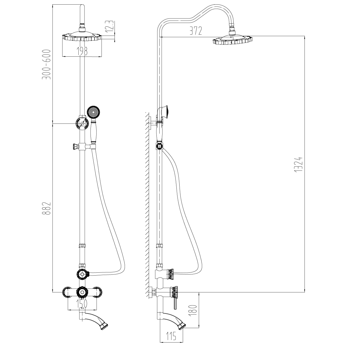 LM6662B Смеситель Jasmine для ванны и душа LEMARK JASMINE - Вид №2