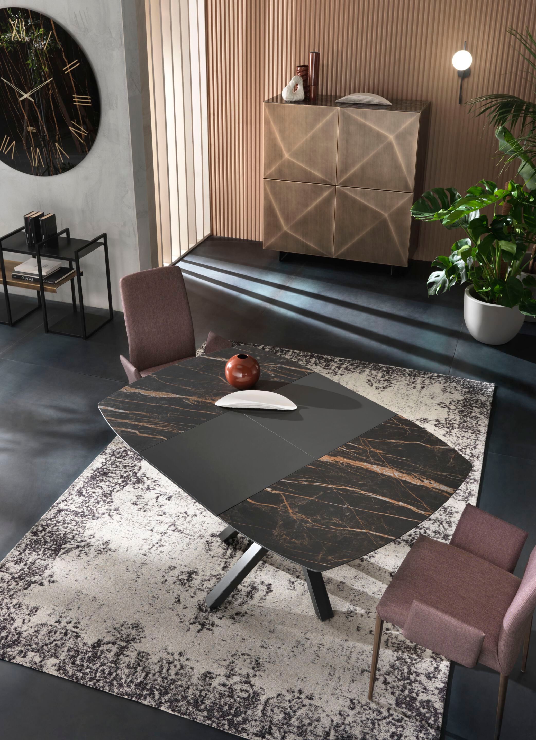 Фиксированный и выдвижной квадратный стол с керамической или деревянной столешницей RIFLESSI Shangai ARCH-00131550 - Вид №1