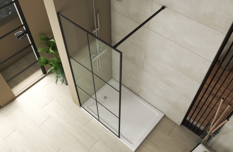 Душевая перегородка 900*1950 BLACKLINE BG090.5413B bravat  - Вид №2