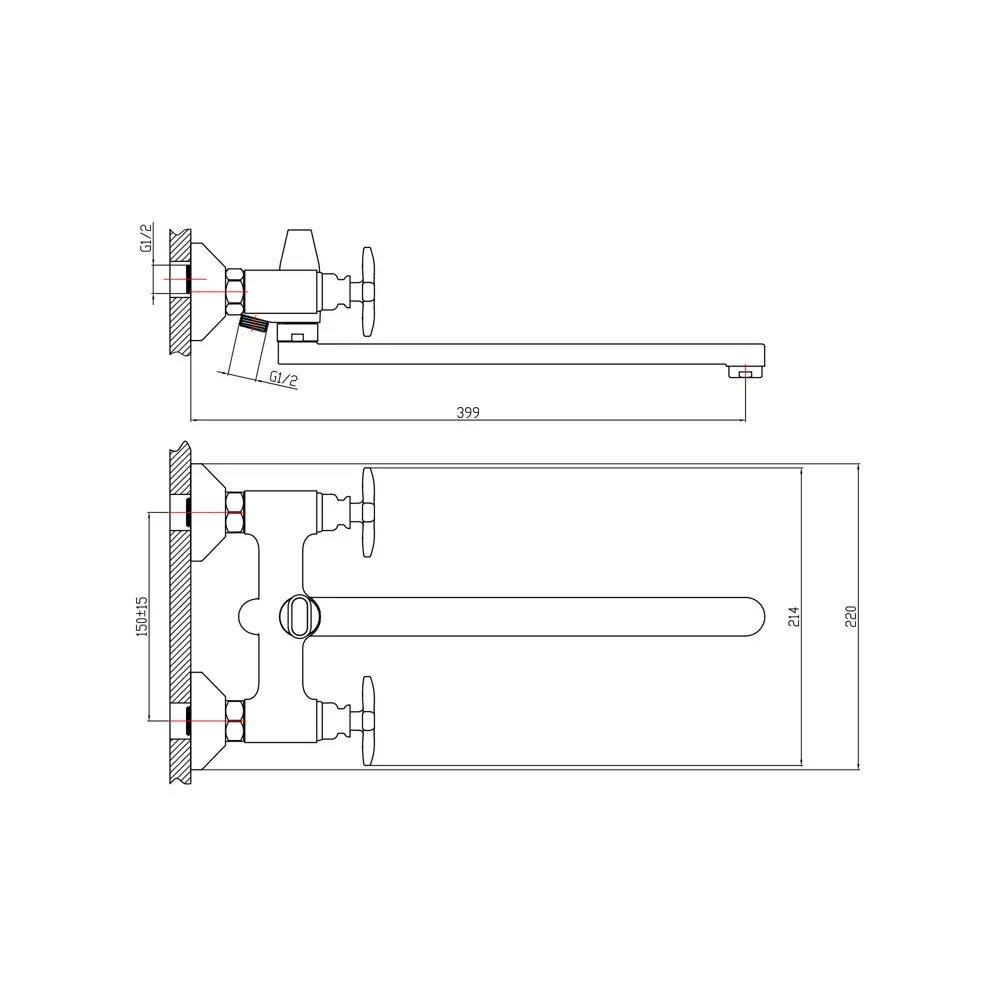 Смеситель для ванны Kristi универсальный двухвентильный Santreyd M33 STLM-2144929 - Вид №9