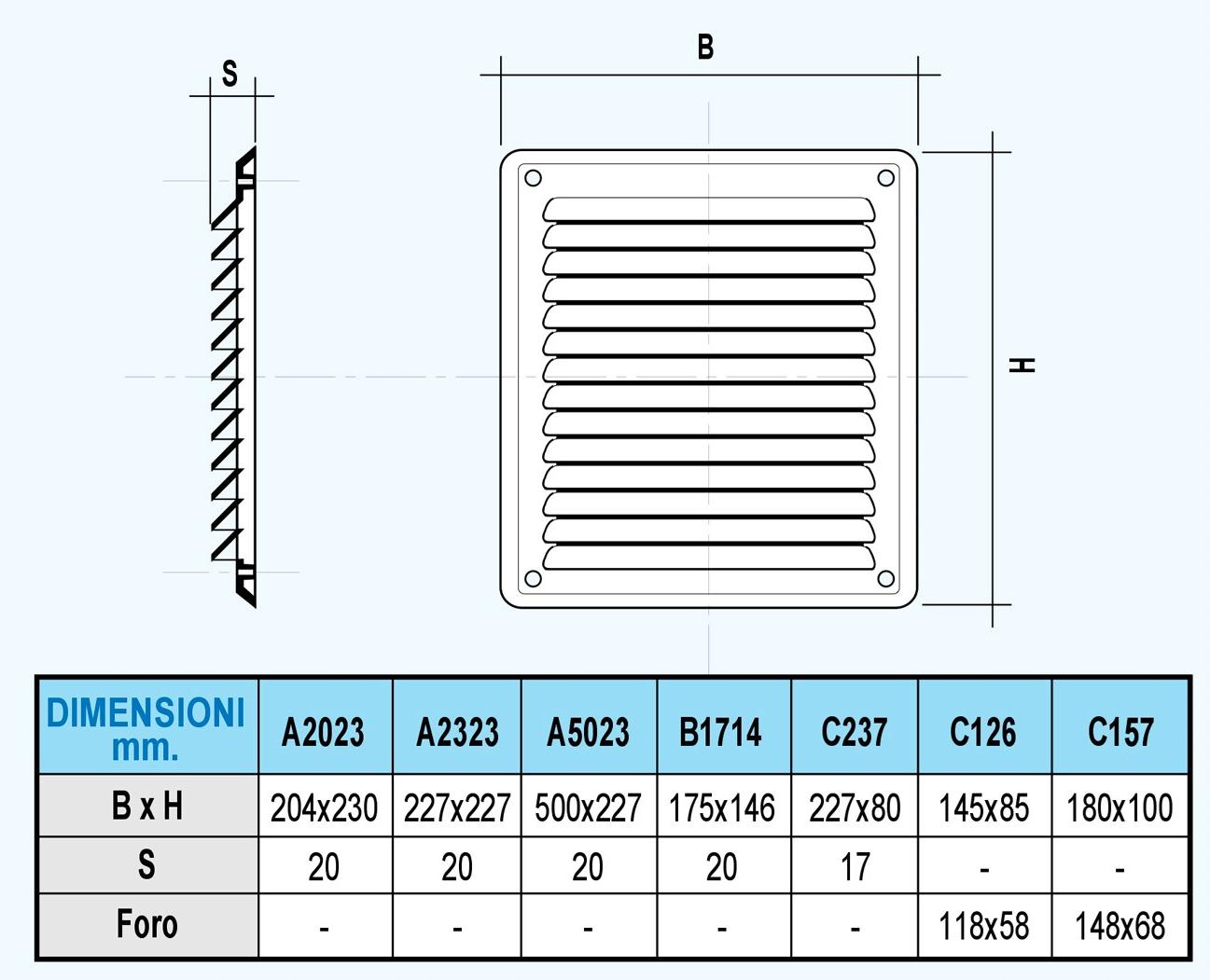 First Corporation Встроенная сетка для прямоугольных отверстий La ventilazione C157b - Вид №5