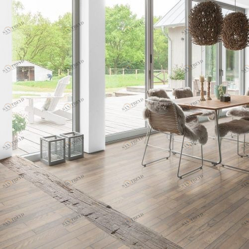 Паркетная доска Haro 4000 Series Top connect Табакко-Серый Терра Ретро структурированный Дуб Рустик с брашью (Текстурированная) 2200х180 мм 532982