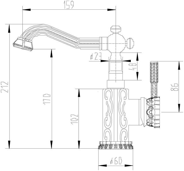 Смеситель ZorG Antic A 114U-SL для раковины, серебро - Вид №1