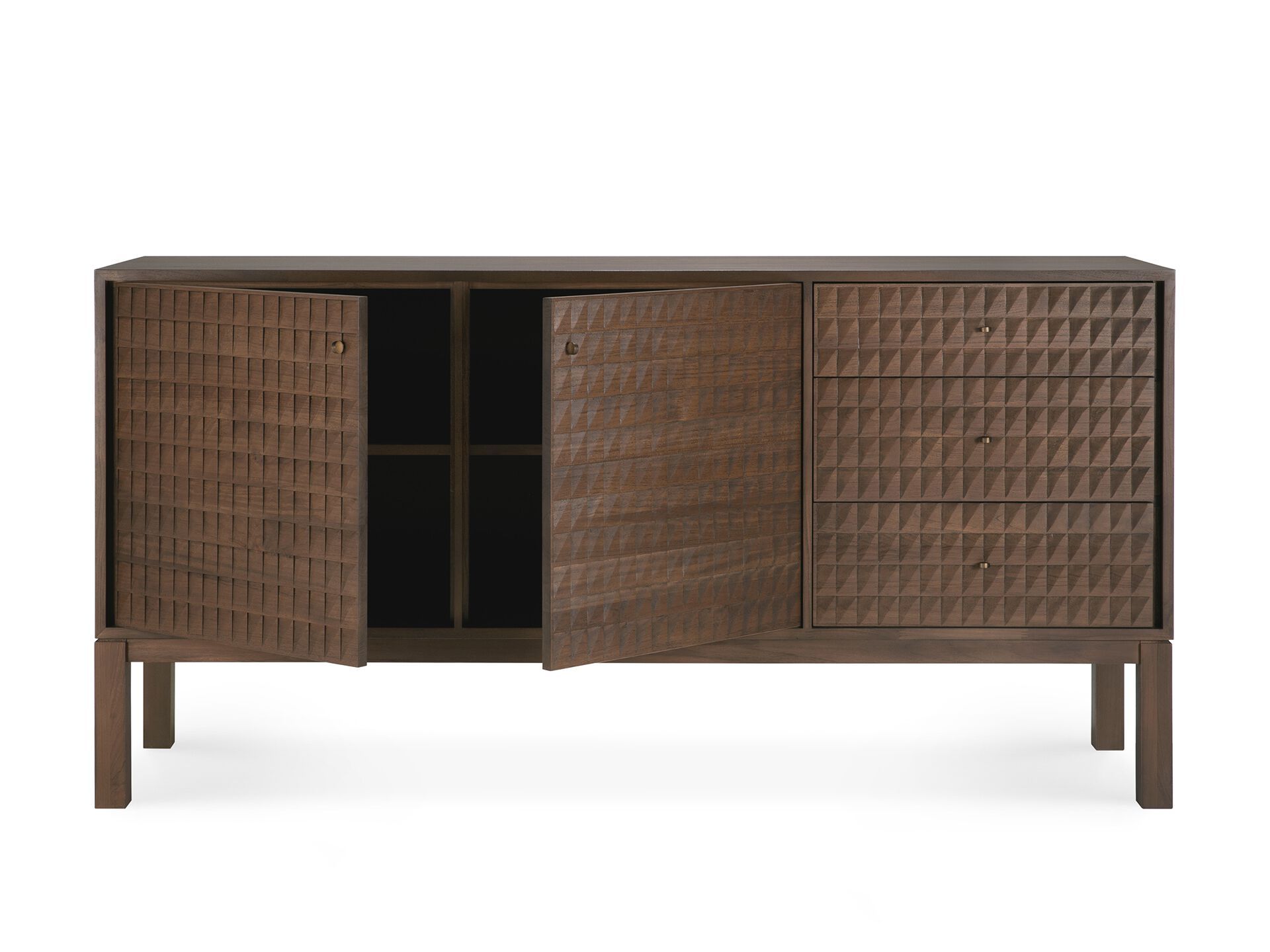 Шкаф из тикового дерева с 2 дверцами и 3 ящиками Ethnicraft Sono ARCH-00043115 - Вид №1