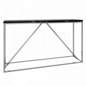 Консоль черная с мраморной столешницей и металлической опорой, хром "Тейтум" АЛЕТАН  350923 Хром;черный