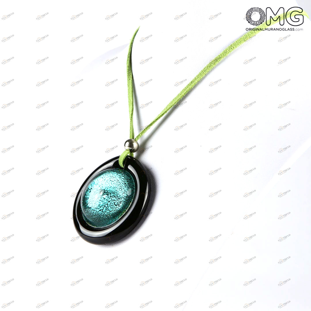 2468 ORIGINALMURANOGLASS Круглая зелёная подвеска из стекла соммерсо - муранское стекло - Original Murano Glass OMG 5 см 