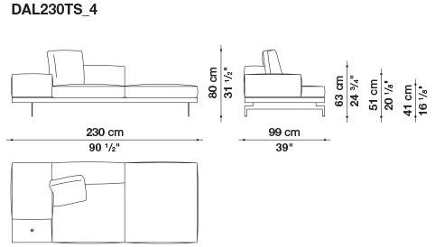 B&B Italia 3-х местный тканевый диван с шезлонгом Dock sun-id-1355318 - Вид №172