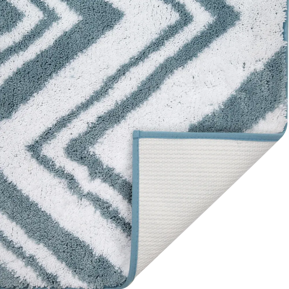Коврик для ванной комнаты Zigzag 50х80 см цвет белый/бирюзовый SWENSA STLM-2150513 - Вид №2
