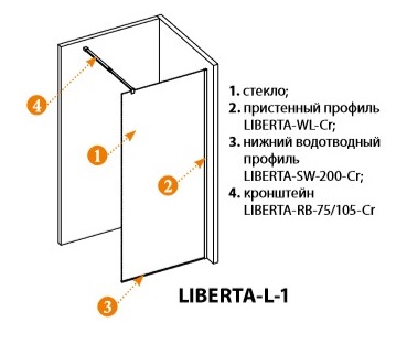 Душевая перегородка CEZARES LIBERTA-L-1-110-C-C LIBERTA-L-1-110-C-Cr - Вид №3