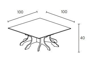 Березовый квадратный низкий журнальный столик ALBEDO ARCH-00102427 - Вид №4