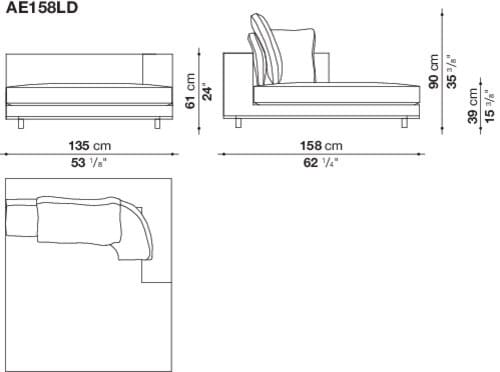 Тканевый диван с полуостровом Maxalto ARBITER ARCH-00062806 - Вид №4