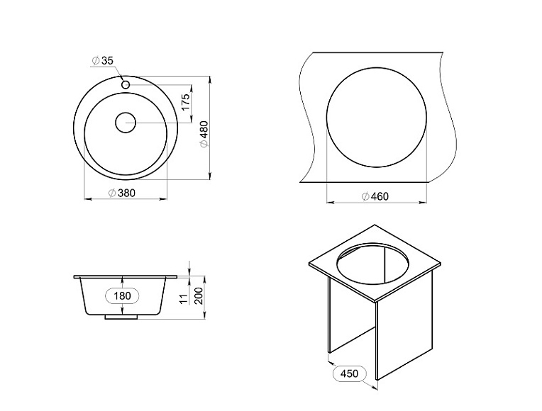 4801, ПИРИТ, кухонная мойка, кварц GRANULA 4801-ST61 - Вид №3