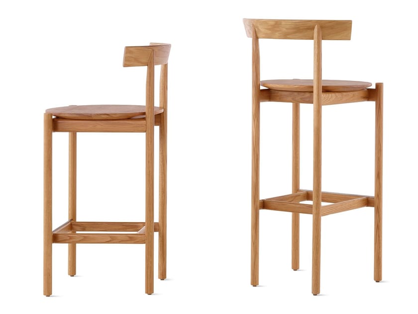 Высокий стул из массива дерева с подставкой для ног Herman Miller Comma ARCH-00019001