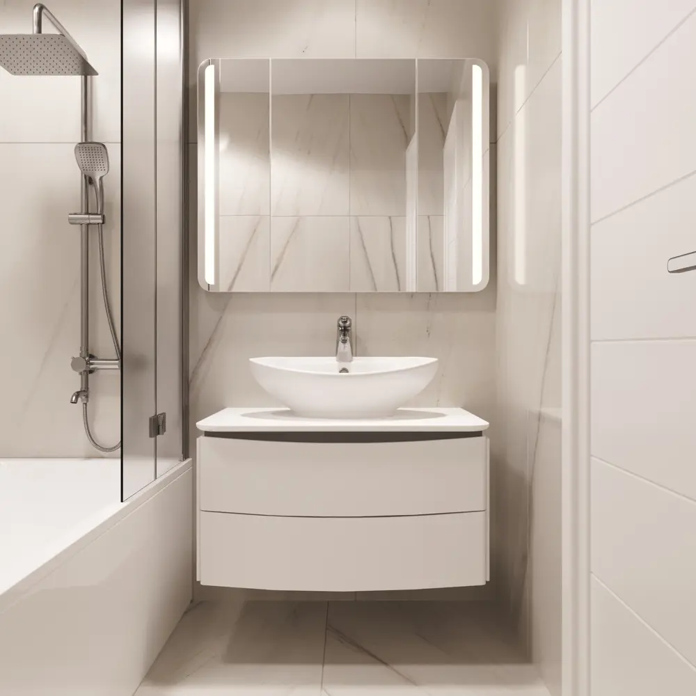 Тумба под раковину подвесная Vigo Cosmo 80 см цвет белый STLM-2170570 - Вид №6