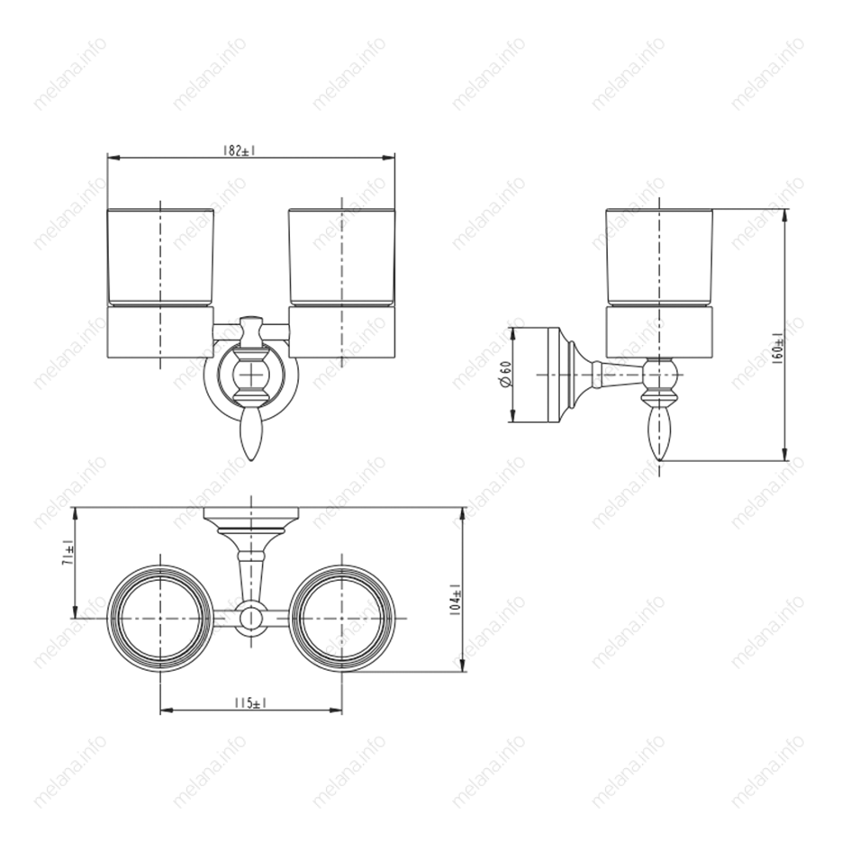 Стакан подвесной двойной MELANA хром+золото MLN-820011 820 серия - Вид №1