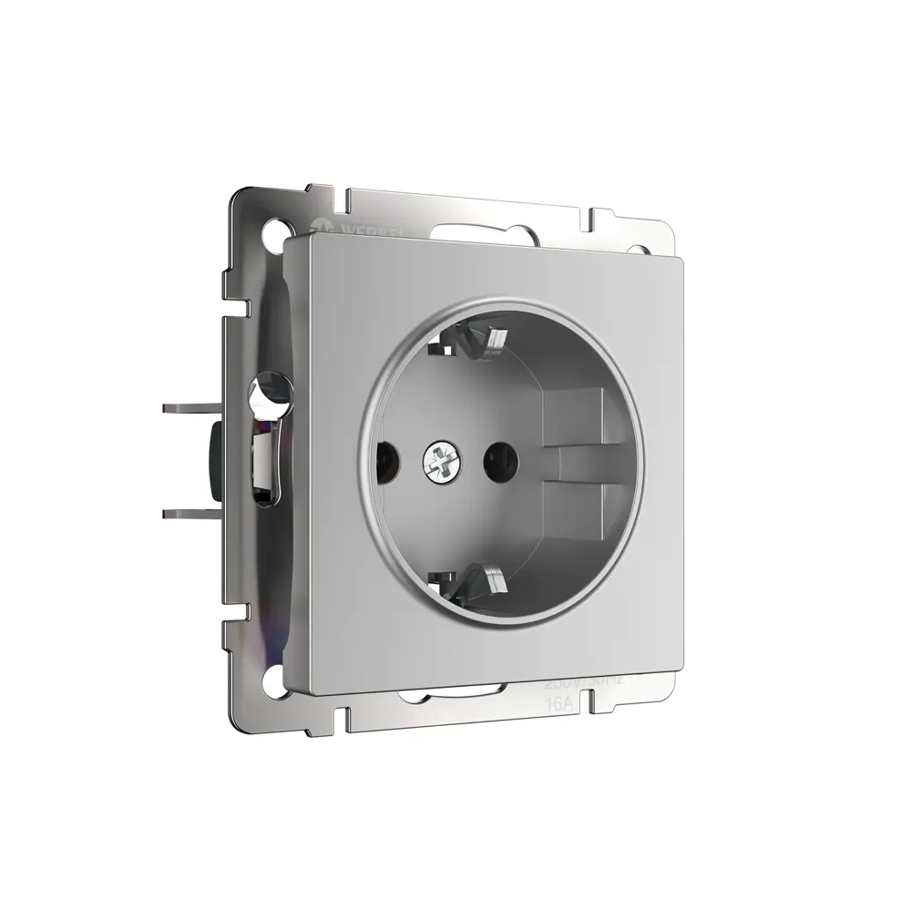 Розетка встраиваемая Werkel с заземлением цвет серебряный Встраиваемые механизмы STLM-2028143 - Вид №1