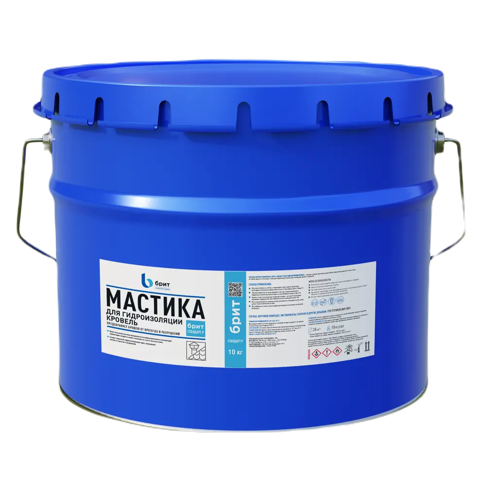 Мастика битумно-полимерная Брит Стандарт-Р для гидроизоляции кровли 10 кг Не применимо STLM-2153783