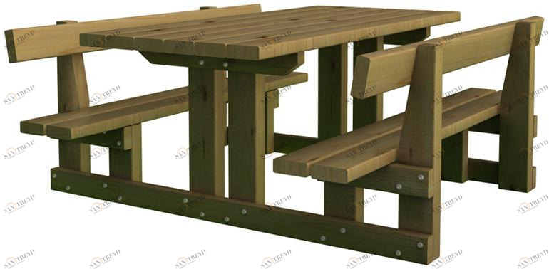INDUSTRIA LEGNAMI TIRANO Стол для общественных мест со встроенными скамейками sun-id-1364961