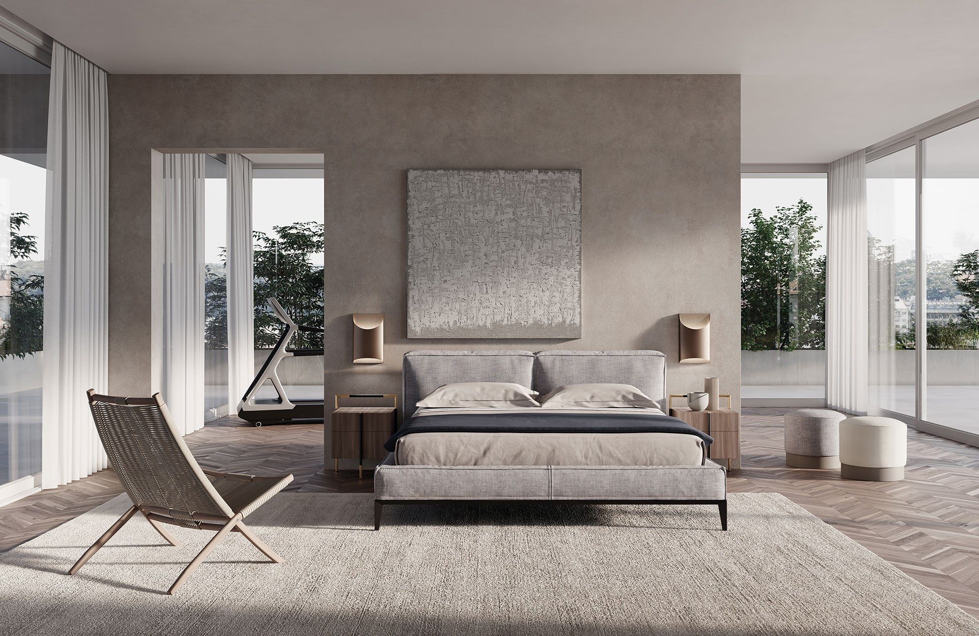 Тканевая кровать с мягким изголовьем Frigerio Taylor ARCH-00091819 - Вид №4