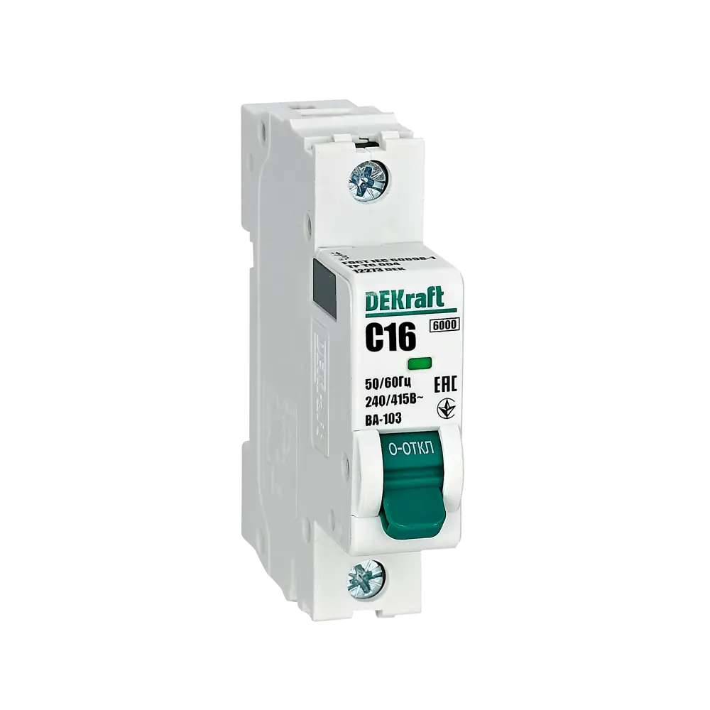 Автоматический выключатель DEKraft ВА-103 1P C16A для защиты электросетей 84509370 STLM-0050947