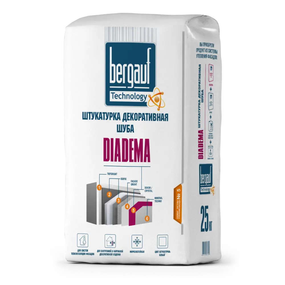 Штукатурка декоративная Bergauf Diadema шуба 2.5-3.0 мм 25 кг Не применимо STLM-2157380