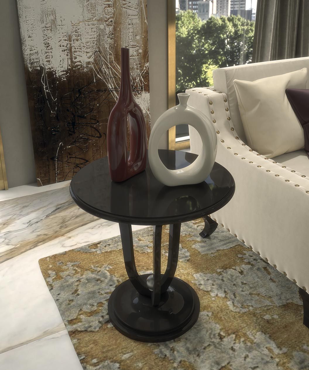 Высокий круглый деревянный журнальный столик GUERRA VANNI Оскар ARCH-00061430 - Вид №5