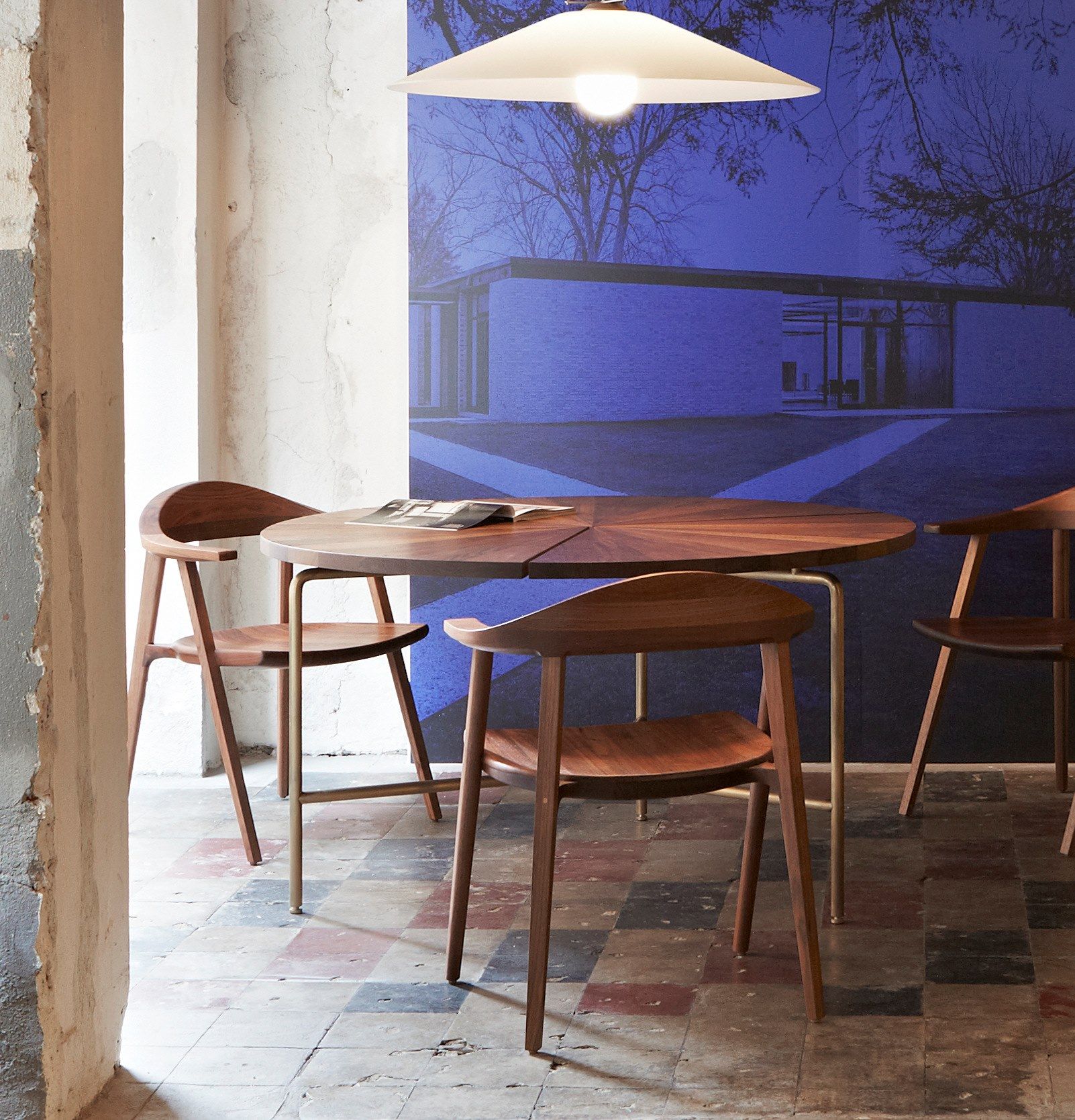 Круглый стол из нержавеющей стали и дерева BassamFellows ARCH-00146156 - Вид №2