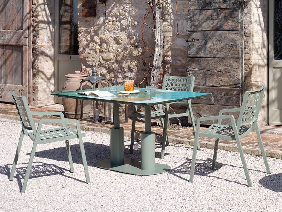 Прямоугольный стол из фаянса и нержавеющей стали DOMIZIANI современный ARCH-00129954