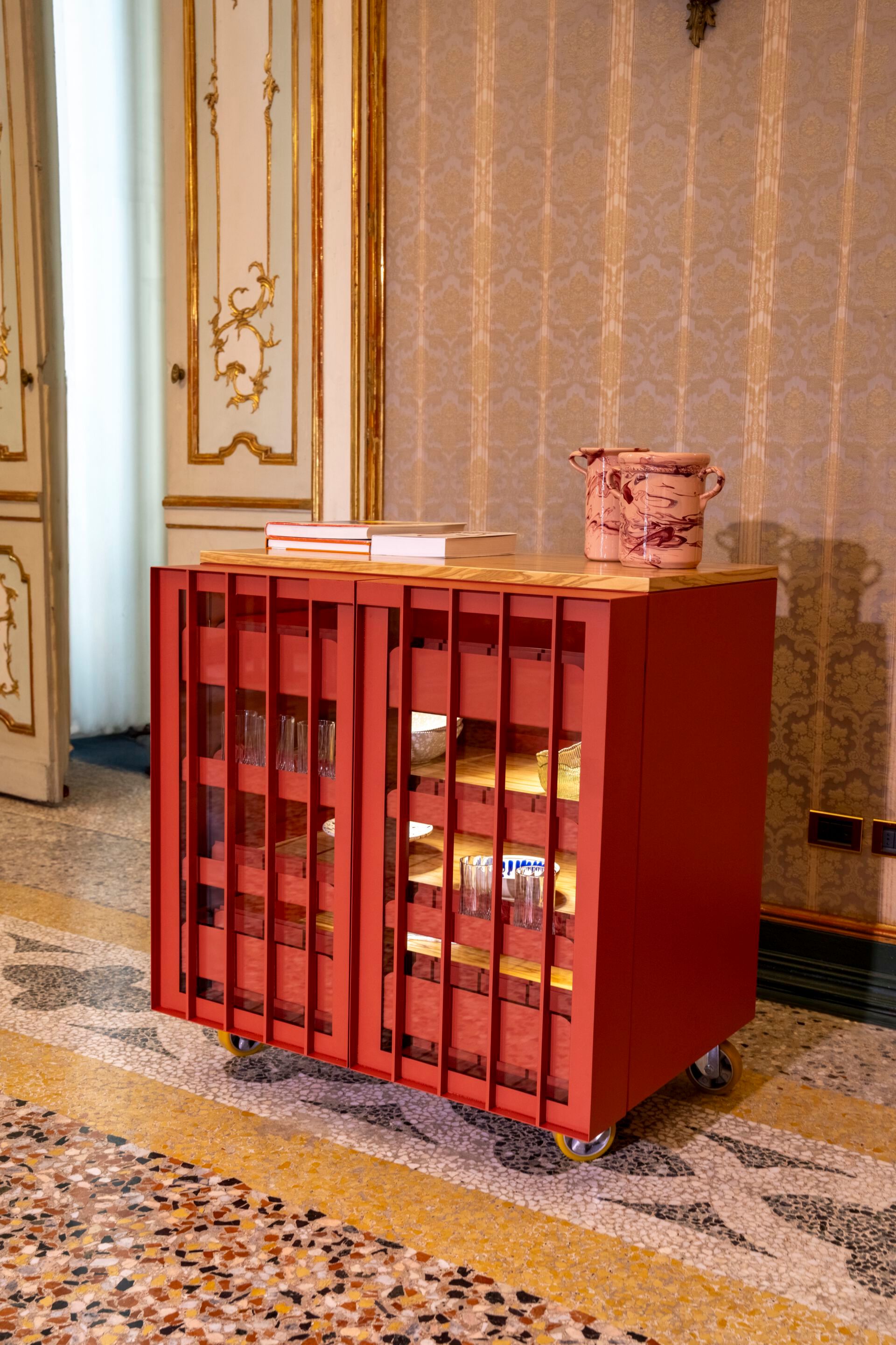 Модульный шкаф из окрашенной стали и оливкового дерева Officine Tamborrino MEMÈ ARCH-00114854 - Вид №26