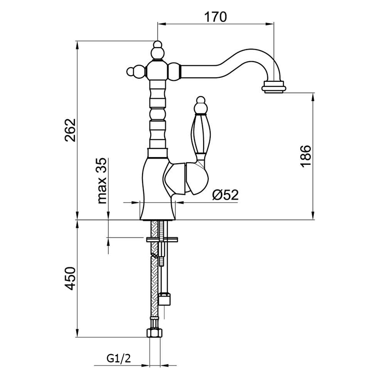DO831802065 Смеситель для раковины Webert Dorian - Вид №1