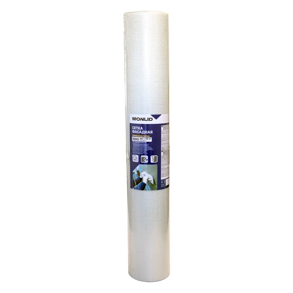 Стеклосетка фасадная 4x4 мм MONLID 160 г/м² 1x50 м STLM-2114293