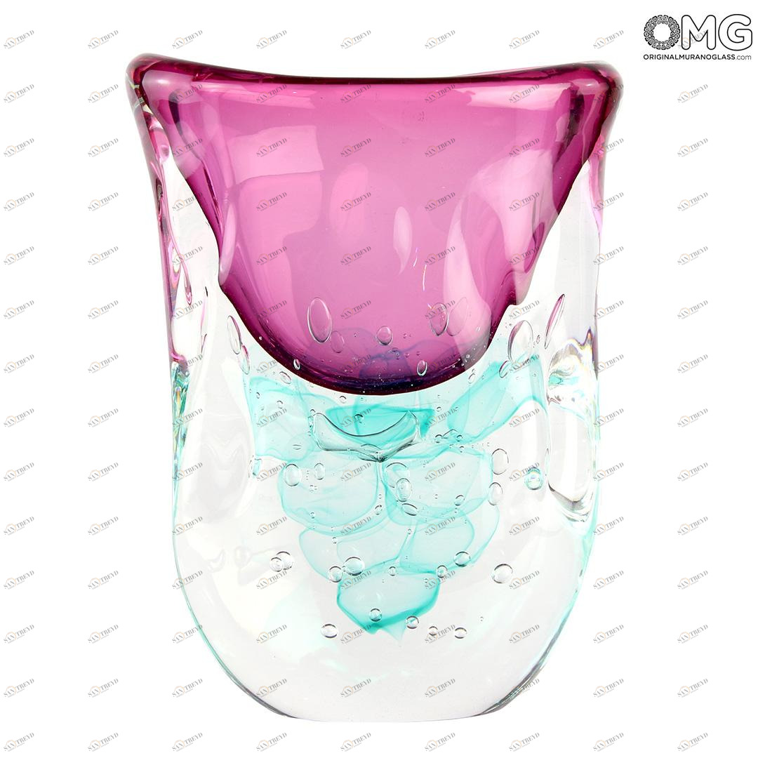 4503 ORIGINALMURANOGLASS Ваза Медуза - сиреневая - соммерсо - муранское стекло OMG 14 см 