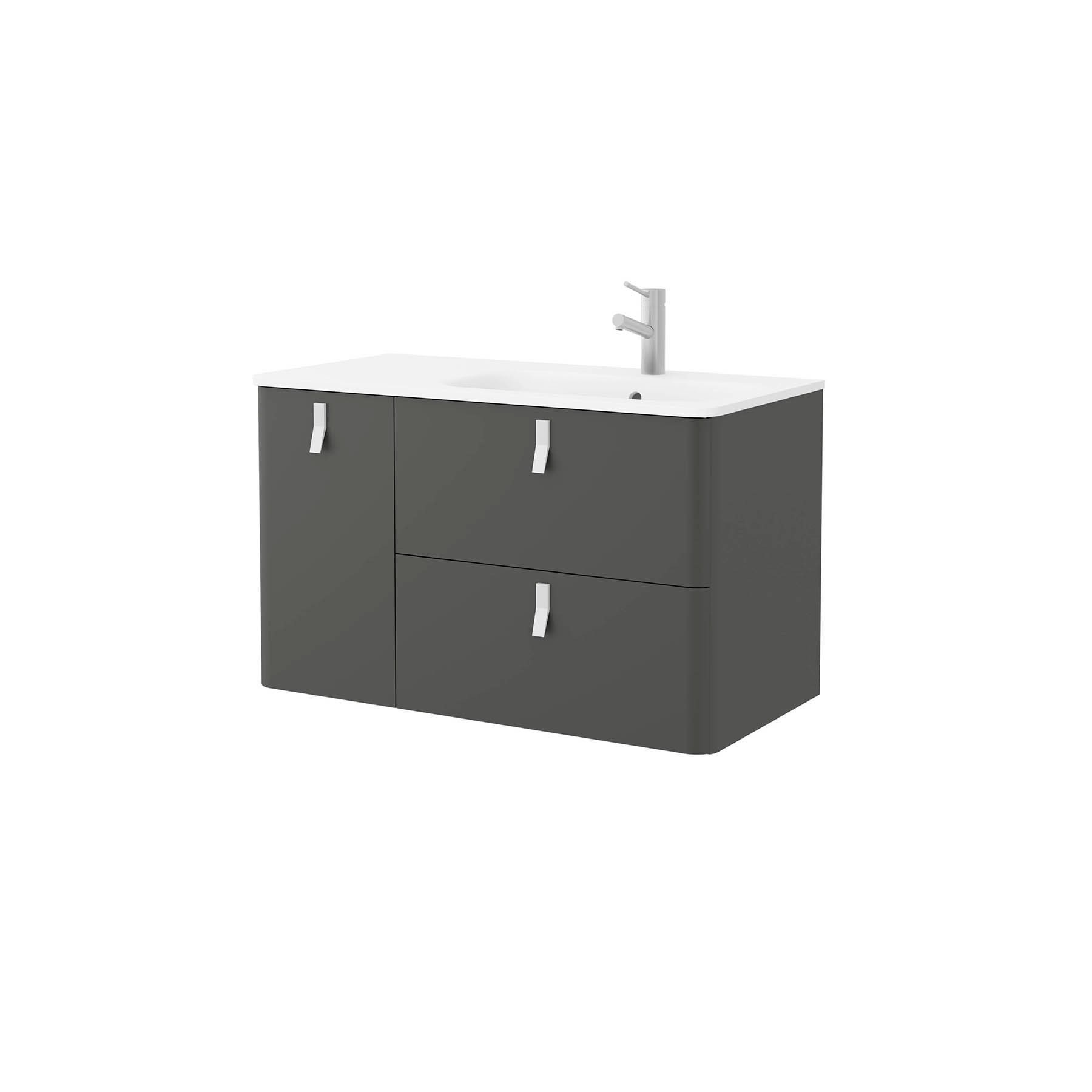 24647 SALGAR Мебель для умывальника UNIIQ 900 левая MATT ANTHRACITE 897 x 540 x 450 мм Матовый антрацит  - Вид №3