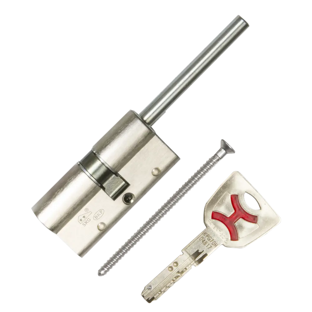 Цилиндр Cisa AP4S 0P3S7-90.12, 45x10x25 мм, ключ/шток, цвет никель, без вертушки STLM-2144331 - Вид №1