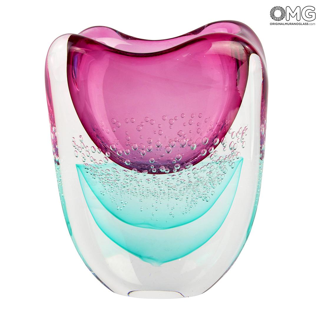 4505 ORIGINALMURANOGLASS Ваза Пузырьки - сиреневая - соммерсо - муранское стекло OMG 12 см  - Вид №1