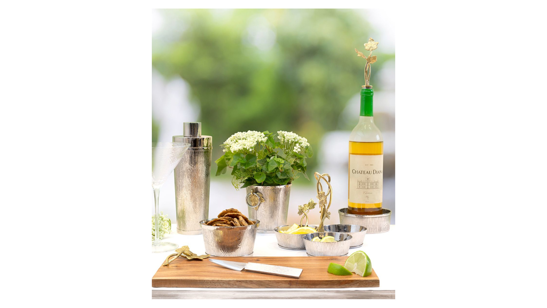 10645158 Michael Aram Менажница трехсекционная Michael Aram Плющ и дуб 16,5см Сталь нержавеющая  - Вид №2