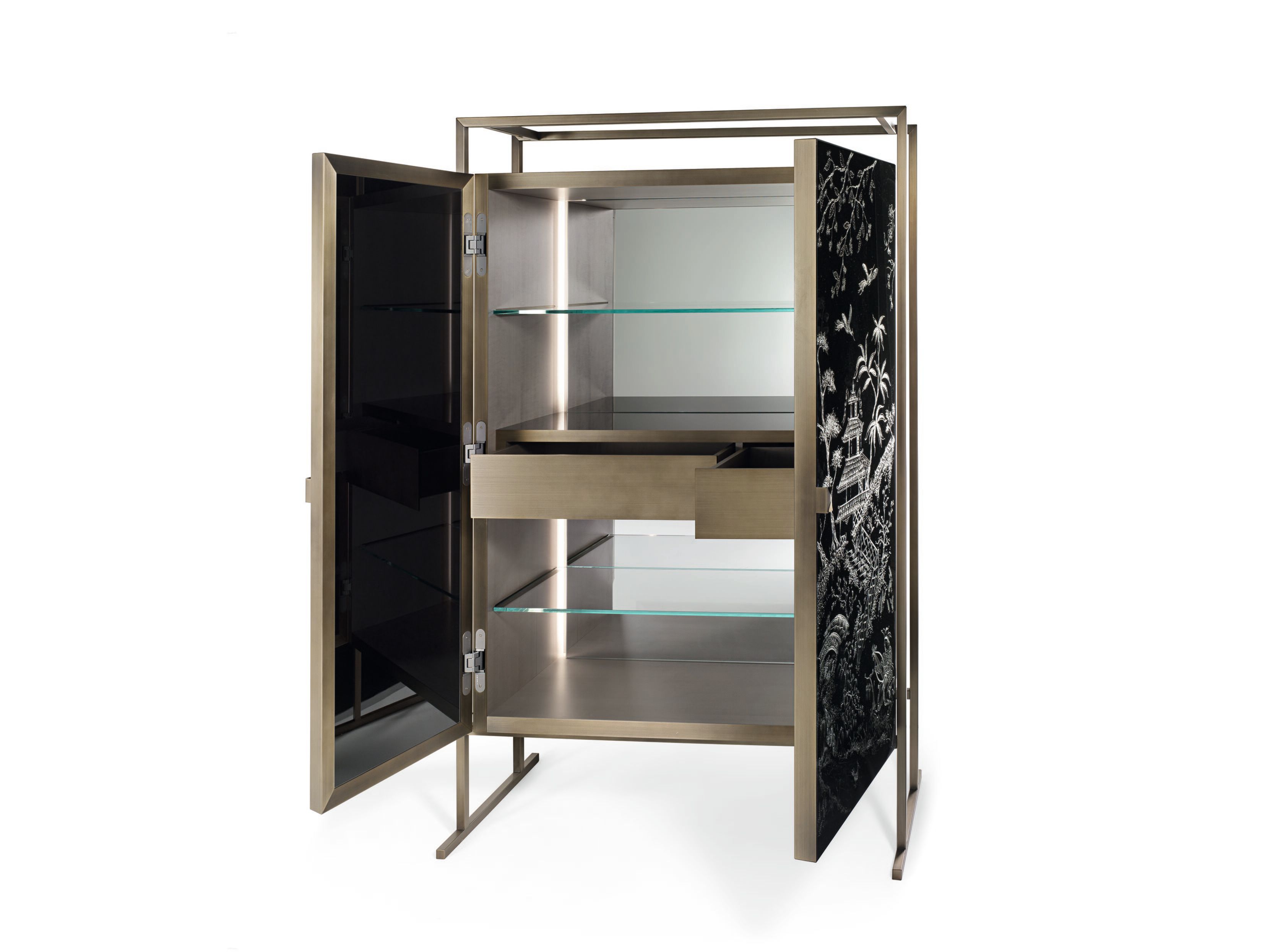 Шкаф из дерева и стекла со встроенным освещением с распашными дверями ARTE VENEZIANA MARCO POLO ARCH-00079226 - Вид №2