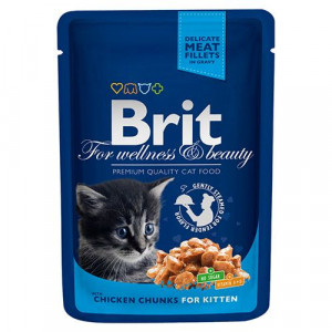 ПР0036735 Корм для котят Premium Cat Курица конс. пауч 100г Brit