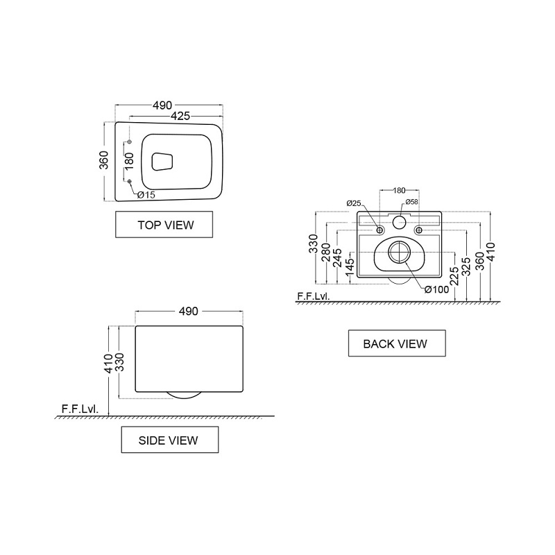 KUS-WHT-35953BI Подвесной унитаз Jaquar Kubix-F Santreyd  - Вид №1