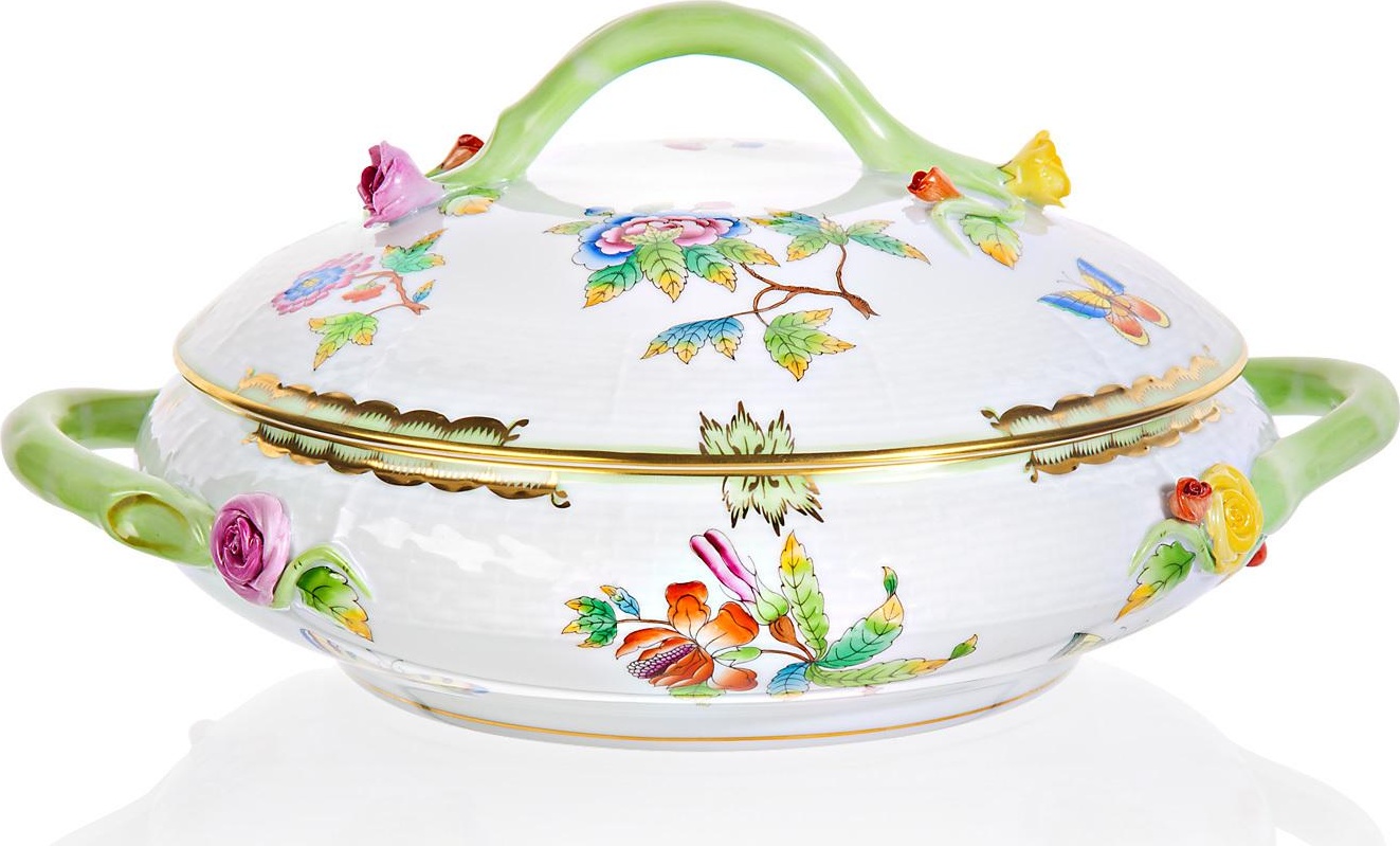 59395 Herend Блюдо для овощей с крышкой 1,4л "Виктория" (с веточкой) Фарфор 