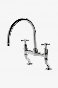 EAKM01 Faucet кухни Gooseneck моста Easton классический 2 отверстий, ручки металла перекрестные Waterworks