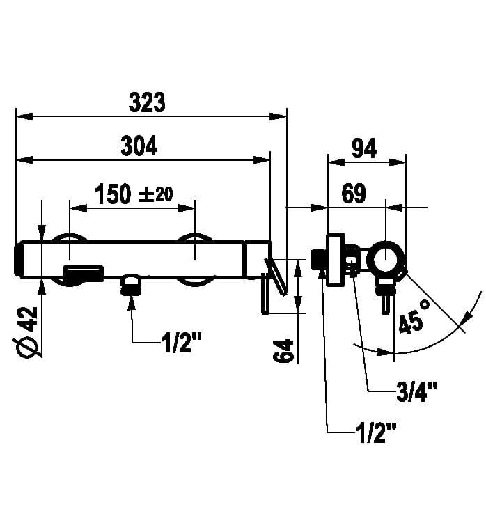 Однорычажный настенный смеситель для ванны KWC ONO E ARCH-00037796 - Вид №3