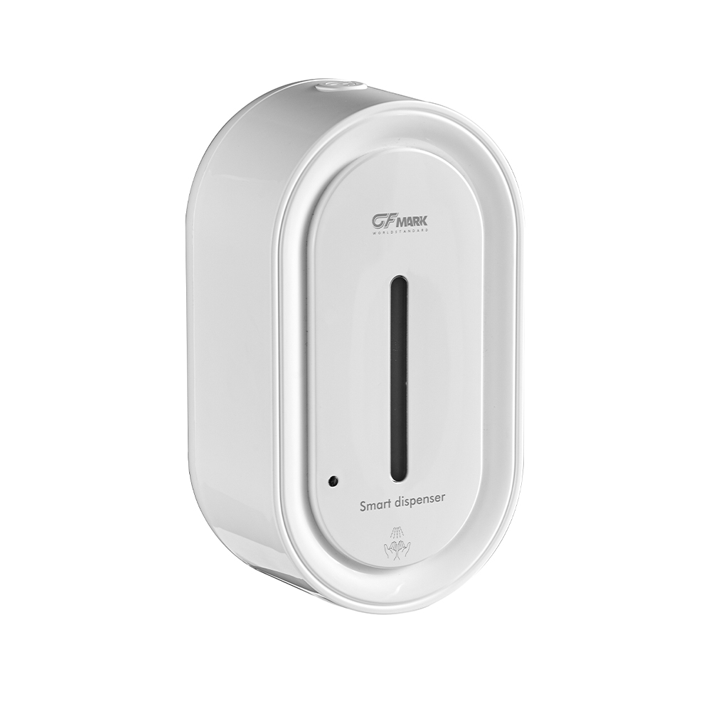 GFmark - Дозатор СЕНСОРНЫЙ, ДЕЗИНФЕКЦИЯ, заоваленный, пластик АБС, БЕЛЫЙ, с полоской, 1000 мл, код: 728 