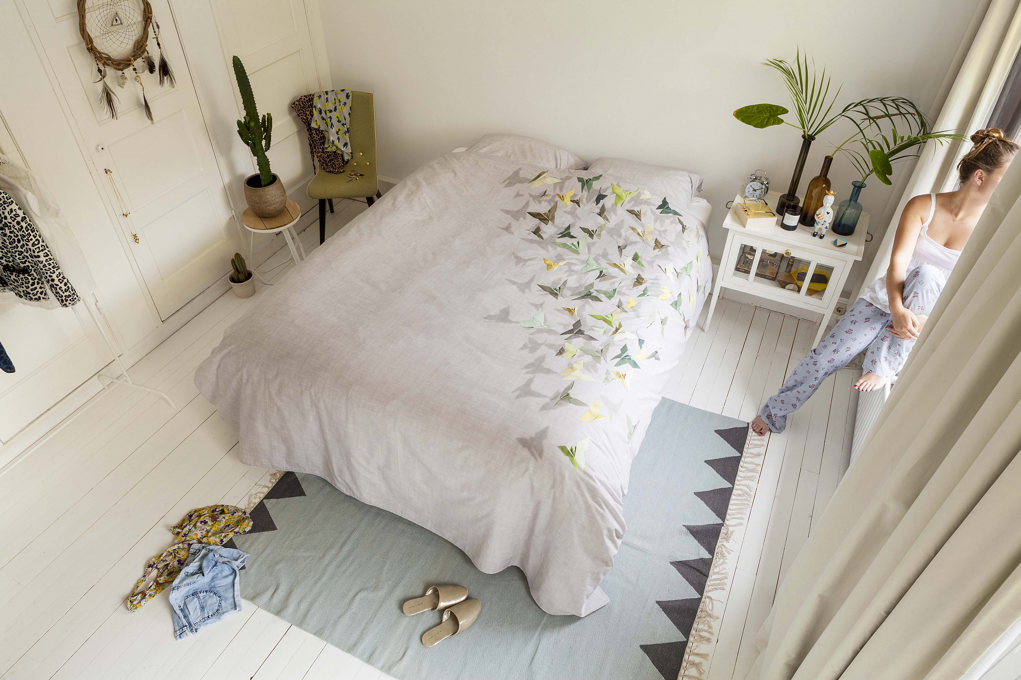 Комплект постельного белья двуспальный "Бабочки" 200х220 см SNURK  335404 Белый  - Вид №1