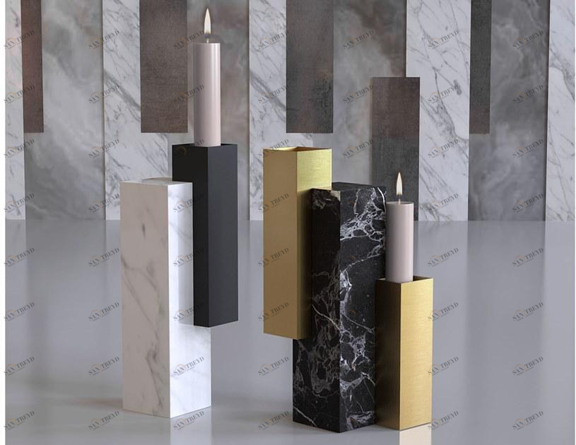 MONITILLO MARMI Подсвечник из мрамора и металла sun-id-1503135