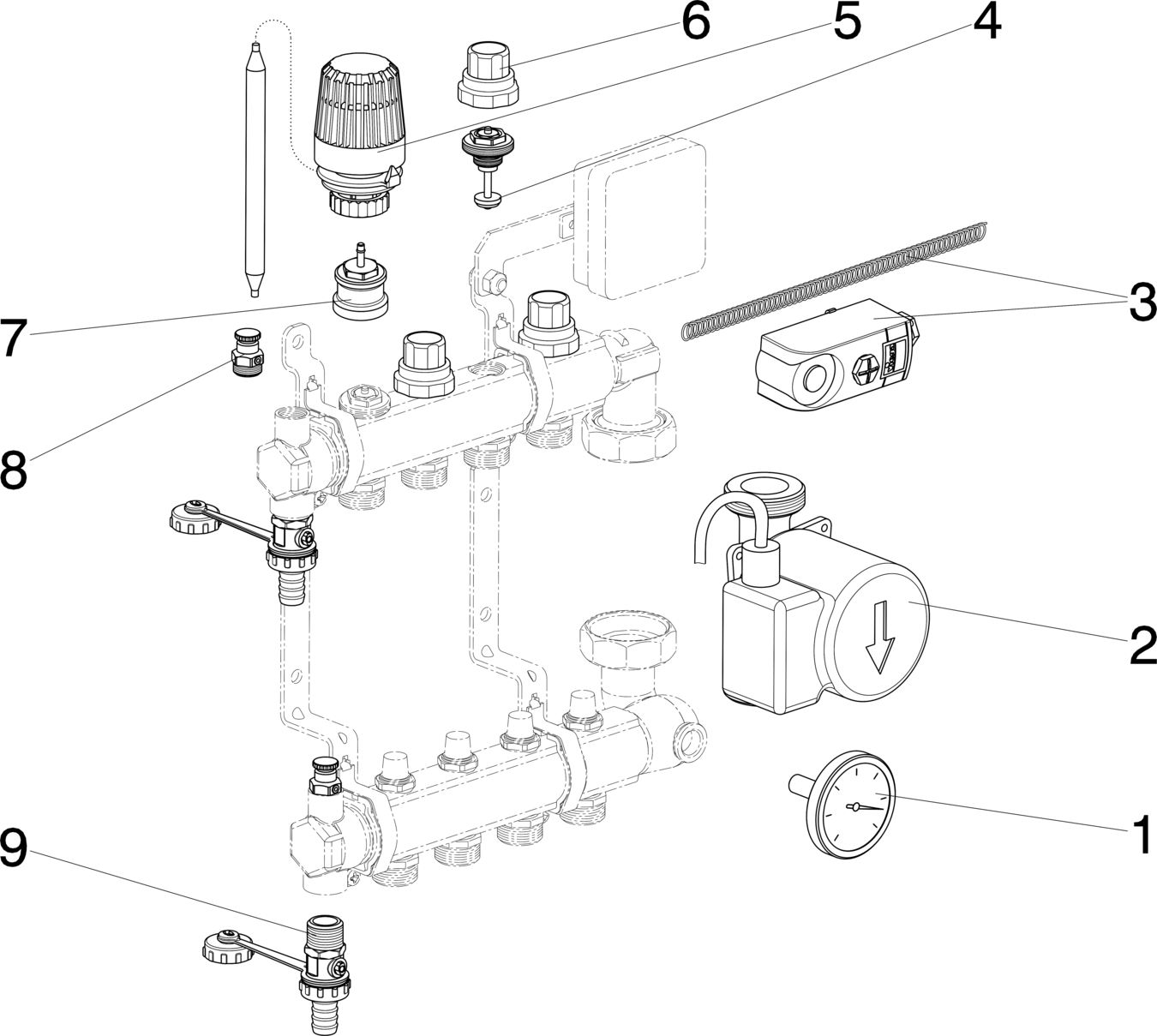 575 113 1) Модель 1002.75 Трубопроводные системы  Fonterra панельное отопление  Регулирующие станции Santreyd  - Вид №1