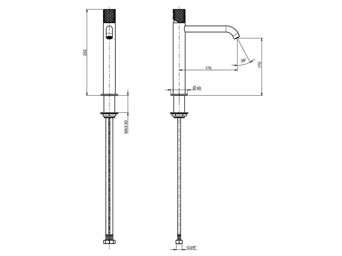 Смеситель для раковины высокого пола с ограничителем расхода Rubinetterie Frattini Pepe XLS ARCH-00125528 - Вид №9